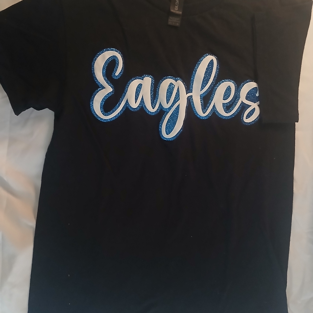 Gildan Black Tee with Blue and White Script